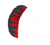 Perfeclan 2M Outdoor Parafoil Kite with Handle Two Line Parachute Beach Kite and Spool Easy to Fly for Children Kids, Red Black