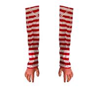 Perfeclan 2Pcs Halloween Hand Party Tricks Atmosphere Spooky Severed Arms Holiday Decoration for Bedroom Trees Bar Pub Stage, Red