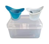 perfeclan 2X Half Silicone Eye Wash Cups Measuring Cup Leakproof Eyes Shaped Rim Rinse Cup Kit Eye Cleaning Cups Tool for Makeup Rinse, Blue and White