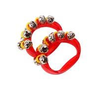 perfeclan 2x Handheld Tambourines Hand Tambourine Bells for Kids Musical Rhythm Instrument Noise Makers Hand Bells for School, red