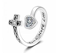 Perfeclan 3 Pieces Adjustable Hope Band Heart Zircon Cross Blessing Jewelry Copper Frame Polished Finish Suitable for Birthdays Holiday Gifting T, 2 Pcs