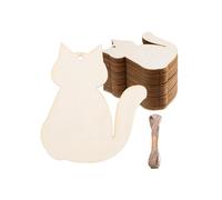 Perfeclan 30x Halloween Wooden Cutouts Unfinished Wooden Cutouts Cat Shaped Tags Unpainted Decorative Pendant for DIY Party Decorations