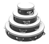 perfeclan 4 Pieces Children Musical Drum Tambourine Hand Drum Percussion r With Clear Chime Stable Strengthened Rims Build Comfortable Handle Suitable for classroom bands music beginner training