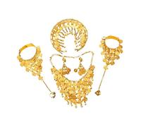 Perfeclan 4 Pieces Elegant Hairpin Necklace Earrings Bracelet Set for Festive Celebrations, Clip on Earrings