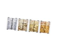 perfeclan 4 Pieces Nail Art Foil Flakes Manicure Decorations,Thin Shiny for Women Girls,Nail Foil Acrylic Supplies Irregular Confetti, Champagne Silver
