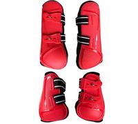 perfeclan 4 Pieces Preventive Tendon Boot | PU-armored, Horse Boot with , Adjustable, Front and Hind Leg Guards, for Equestrian Train, Show Jumpers , Red , M