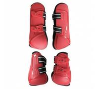 perfeclan 4 Pieces Preventive Tendon Boot | PU-armored, Horse Boot with , Adjustable, Front and Hind Leg Guards, for Equestrian Train, Show Jumpers , Red , Xl