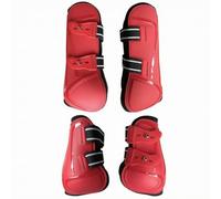 perfeclan 4 Pieces Preventive Tendon Boot | PU-armored, Horse Boot with , Adjustable, Front and Hind Leg Guards, for Equestrian Train, Show Jumpers , Red , L