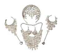 Perfeclan 4 Pieces Wedding Jewelry Set Elegant Traditional Indian Jewellery Set for Bridal, Hook Earrings