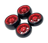Perfeclan 4 RC Wheels Tires DIY Accs High Performance Easy Installation Professional Upgrade Replace Part for 1/24 244016 Micro-b, Red