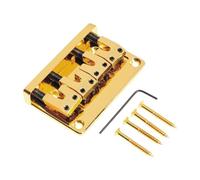 perfeclan 4 String Bass Bridge Assembly Electric Guitar Fixed Bridge Replacement Lightweight Bridge Top Loading for Exercise Concert, Gold