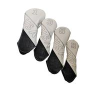 Perfeclan 4Pcs Wood Headcover Set with Number Tags Golf Driver Covers Golf Club Head Covers for Hybrid, White