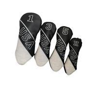 Perfeclan 4Pcs Wood Headcover Set with Number Tags Golf Driver Covers Golf Club Head Covers for Hybrid, Black