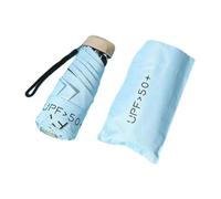 Perfeclan 5-Fold Compact Umbrella, UV Protection and Waterproof Travel Umbrella for Women, Lightweight Mini Folding Sunshade, Black Coated Sun and Rain Parasol for Purse, Daily Commute, Blue