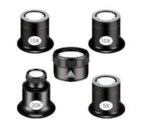 perfeclan 5 Pieces Jewelers Eye Loupe Set Watchmakers Practical Lightweight Professional Gift Easy to Use 5X 10x 15x 20x 30x