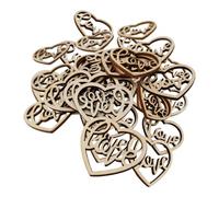 Perfeclan 50Pcs Letter Slices Wooden Pieces Unfinished Crafts Embellishments Wood Chips for Pendant Valentine Day Card Making
