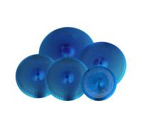 perfeclan 5Pcs Low Volume Cymbals Pack Mute Cymbal Set 14" Hi Hat 16" Crash 18'" Rash 20"ride for Drmmer Practice for Bedroom, Blue