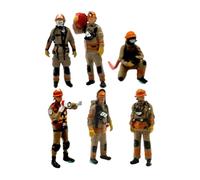 Perfeclan 6Pcs 1:64 Firefighter Figure Models,Hand Painted Themed Toy Display Statues Mini Fireman Dolls Tiny Peoples for Men Children