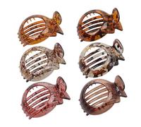 perfeclan 6x Flat Hair Claw Clips Accessory Resin Non Slip Hollow Out Headwear Clamps for Ceremonies Thin Thick Hair Girls, Party