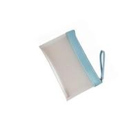perfeclan A4 File Pouch Frosted TPU Document Bag Zipper Organizer Waterproof Portable Wrist Strap Translucent Suitable for Home School Office Business, Light Blue, A4