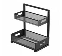Perfeclan Adjustable Kitchen Shelf Pull Out Basket Organizer With Smooth Sliding Access And Thickened Carbon Steel Mesh Suitable for kitchen cabinets pantry, Black