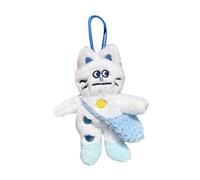 perfeclan Animal Plush Keychain DIY Stuffed Toys Bag Charm Decoration for Travel Tote Bag, White