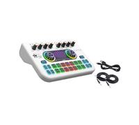 perfeclan Audio Mixer Webcast Live Stream Sound Card Professional Voice Changer Sound Card,Sound Card for Broadcast,Singing Gaming, white
