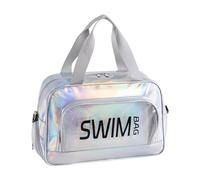 perfeclan Beach Tote Bag Handbag Lightweight Dry and Wet Separation Swim Tote Pool Bag for Travel Boat Holiday Outdoor Sports Swimming, Silver