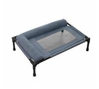 Perfeclan Bed Raised Pet Bed Breathable Mesh Cooling Panel Bolster Pillow High Strength Frame Water Resistant Suitable for Medium Dogs Cats Indoor Outdoor Relaxing, Blue, L