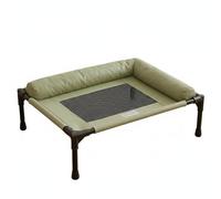 Perfeclan Bed Raised Pet Bed Breathable Mesh Cooling Panel Bolster Pillow High Strength Frame Water Resistant Suitable for Medium Dogs Cats Indoor Outdoor Relaxing, Green, M