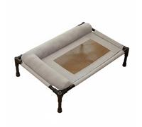 Perfeclan Bed Raised Pet Bed Breathable Mesh Cooling Panel Bolster Pillow High Strength Frame Water Resistant Suitable for Medium Dogs Cats Indoor Outdoor Relaxing, Gray, L
