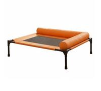 Perfeclan Bed Raised Pet Bed Breathable Mesh Cooling Panel Bolster Pillow High Strength Frame Water Resistant Suitable for Medium Dogs Cats Indoor Outdoor Relaxing, Orange, M