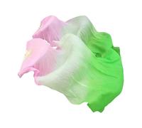 Perfeclan Belly Dance Silk Fans, Handmade, 1 Pair for Women Dancers Performance Props, pink light green