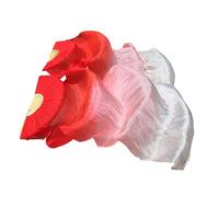 Perfeclan Belly Dance Silk Fans, Handmade, 1 Pair for Women Dancers Performance Props, red to white