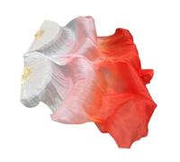 Perfeclan Belly Dance Silk Fans, Handmade, 1 Pair for Women Dancers Performance Props, white to red