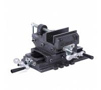 perfeclan Bench Vise Cross Slide Vise Machine Vise Drill Press Vise with Serrated Grip and Controlled Movement Via Twin Cranks in Cast Iron Suitable for Shop Benches milling Repairs, 4 Inch
