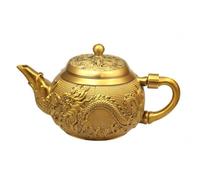 perfeclan Brass Teapot Decorative Kettle Tea Pot Water Pitcher Tea Kettle with Embossed Artwork Solid Brass Build Curved Spout Side Handle and Tight Lid Suitable for Tea Service Living Room Display