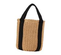 perfeclan Bucket Bag Woven Stylish Top Handle Handbag for Phone Holiday Parties Shopping, Light Brown