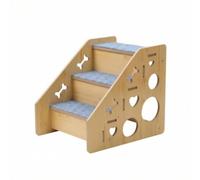 perfeclan Carpeted Wood Pet Stairs With Three Anti Slip Steps For Small Dogs Cats And Senior Pets To Reach High Furniture Independently Suitable For Indoor Home Living Room Decor