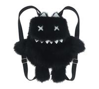 perfeclan Cat Backpack Cat Doll Lovely Stylish Cartoon Lightweight Plush Animal Backpack, Black