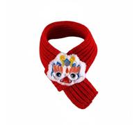 perfeclan Cat Collar Adjustable Knitted Bib Pet Scarf Embroidered Lion Dance Pattern Decorative Soft Milk Texture Comfortable Fit Suitable for Cats Small Dogs Daily Strolls, Red, M