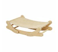 Perfeclan Cat Cooling Bed Woven Cat Lounger Hammock Rocking Cradle With Wooden Base And Airy Weave For Summer Cooling Suitable for indoor cats apartment living minimalist decor, Plywood Oxford Cloth