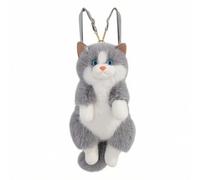Perfeclan Cat Doll Backpack Stuffed Animal Bag Feline Toy Rucksack Companion Cozy Texture PP Cotton Core Adjustable Padded Straps, style to 1, Array, Grey