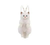 Perfeclan Cat Doll Backpack Stuffed Animal Bag Feline Toy Rucksack Companion Cozy Texture PP Cotton Core Adjustable Padded Straps, White Cat Backpack, Array, White