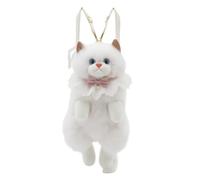 Perfeclan Cat Doll Backpack Stuffed Animal Bag Feline Toy Rucksack Companion Cozy Texture PP Cotton Core Adjustable Padded Straps, White Cat Backpack With Scarf, Array, White With Scarf