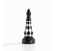 Perfeclan Ceramic Chess Game Decor Piece With Artistic Tabletop Silhouette And Glossy Two Tone Checker Pattern For Visual Suitable For Modern Home And Office Styling, size to 2