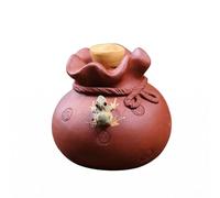 Perfeclan Ceramic Decorative Item Frog Tea Pet Sand Clay Ornament Compact Water Spraying Feature Drawstring Style Matte Texture, Round Lucky Bag - 96% Water Spray Rate