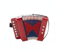 perfeclan Children Accordion Mini Musical Instrument Educational Toy Portable Interactive Key User-Friendly Design Paper Build Suitable for Kids Beginners Family Gatherings Home School, Red
