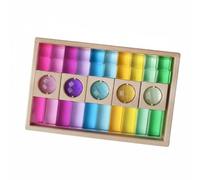 Perfeclan Children Building Blocks Acrylic Gemstone Block Set Wooden Frame Tray Toy With Round Inset Pieces Suitable for preschool learning quiet time activities homeschool lessons home playroom