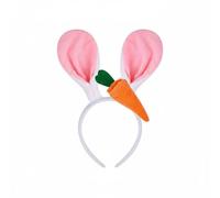 perfeclan Children Hair Clip Cartoon Bunny Ears Headband With Carrot Soft Cloth And Adjustable Wire For Wear suitable for Easter Halloween birthday parties, White Pink, Carrot Ears